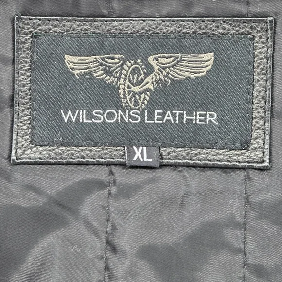 Wilsons Leather Mens XL Black Leather Biker Cafe Racer Moto Jacket - Picture 4 of 10